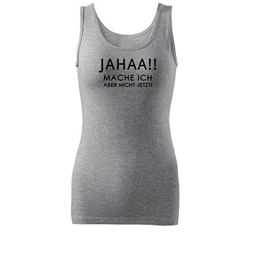 OwnDesigner Jahaa Mache DamenTop-ärmellos Bedruckt mit Print und Motiv Lässig für Frauen LongTop-100% Baumwolle (Top-480-XS-Grau) von OwnDesigner