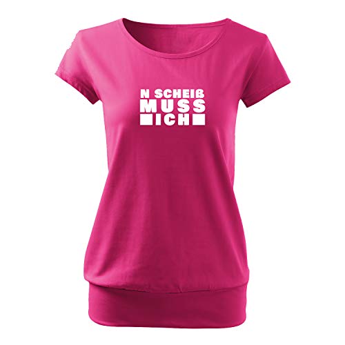 OwnDesigner N´Scheiss Damen Shirt mit Spruch lässig mit Motiv Bedruckt modisches Ladies Top-Sommer (City-462-2XL-Pink) von OwnDesigner