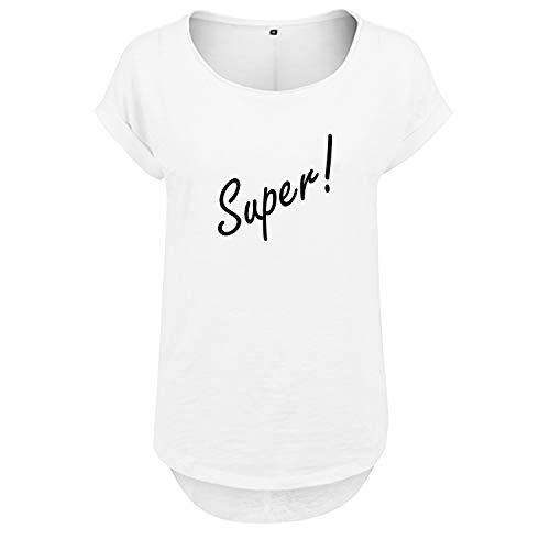 OwnDesigner Super Design Damenshirt NEU Bedruckt mit Print und Motiv lässig für Frauen Longtop 100% Baumwolle XS Weis (B36-340-XS-Weiß) von OwnDesigner