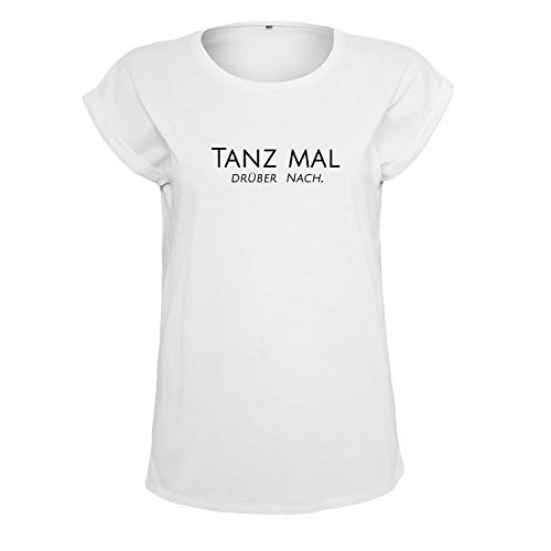 OwnDesigner Tanz mal drüber Damen Tshirt & Frauen T Shirt mit leichtem Ausschnitt für Top Style (B21 465 L Weiß) von OwnDesigner