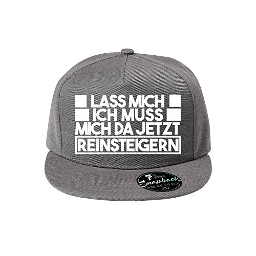 OwnDesigner Unisex Kappe Classic Cap ich muss Mich da jetzt Reinsteigern mit geradem Schirm, One Size Einheitsgröße für Männer und Frauen (352-Cap5P-2Grau) von OwnDesigner