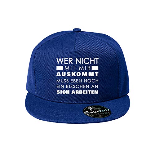 OwnDesigner Wer Nicht mit Mir auskommt Baseball Cap - Unisex Mütze, Cap für Herren und Damen, einfarbige Basecap (Cap 481 Blau) von OwnDesigner