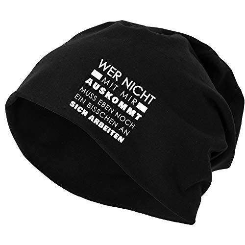 OwnDesigner Wer Nicht mit Mir auskommt muss eben Mütze für Männer & Damen in grau in Einheitsgröße - mit vielen Looks kombinierbar (Mutze-481-Schwarz) von OwnDesigner