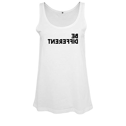 OwnDesigner Be Different Frauen T Shirt modisch lang und weit geschnitten Oversize-Top Rundhals Mädchen ärmellos (B19-370-M-Weiß) von OwnDesigner