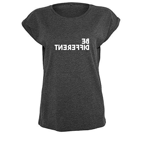 OwnDesigner Be Different Frauen T Shirt mit Spruch handgefärtigt Oversize-Shirt Rundhals Mädchen kurzärmlig (B21-370-M-Dg) von OwnDesigner