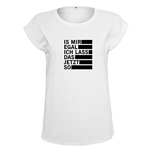 OwnDesigner is Mir egal ich Lass Cooles Frauen Tshirt mit Druck Short Sleeve Top Sommer Freizeit Kurzarm (B21-285-S-Weiß) von OwnDesigner