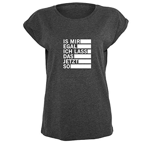 OwnDesigner is Mir egal ich Lass Frauen T Shirt mit Spruch handgefärtigt Oversize-Shirt Rundhals Mädchen kurzärmlig (B21-285-M-Dg) von OwnDesigner