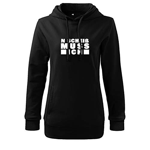 OwnDesigner n` scheiß muss ich Hoodie Damen mit Aufdruck Zip Pullover Female (408-462-XL-Schwarz) von OwnDesigner