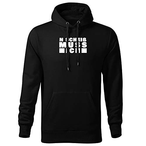 OwnDesigner n´ scheiß muss ich Modisches Sweatshirt für Männer und Jungen mit Rundhals Ausschnitt mit Motiv Chillig (Cape 462 2XL Schwarz) von OwnDesigner