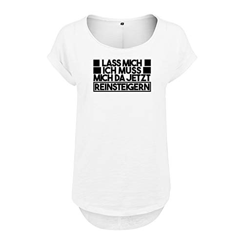Lass Mich ich muss Mich da jetzt reinsteigernDesign Damen Tshirt & Frauen T Shirt NEU mit Leichtem Ausschnitt für Top Style L Weis (B36-352-L-Weiß) von OwnDesigner