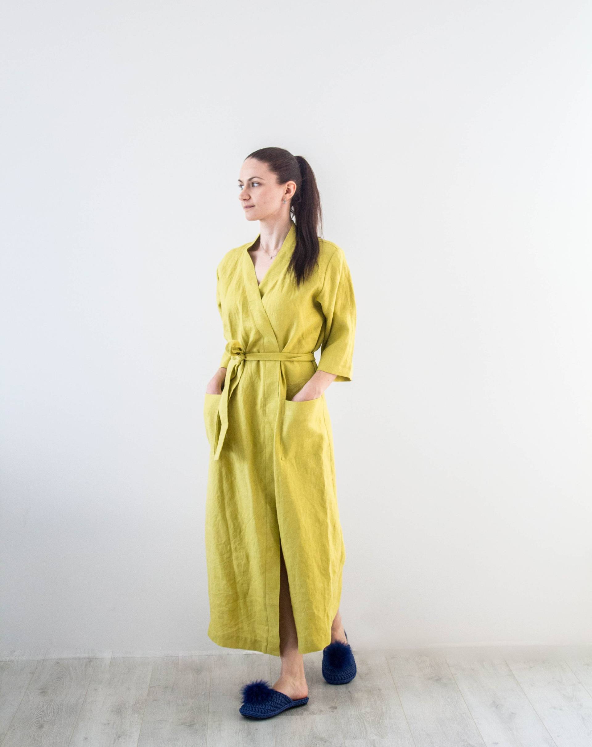 Damen Leinen Robe Kimono Stil Bademantel Brautjungfer Spa von OwnMeStore