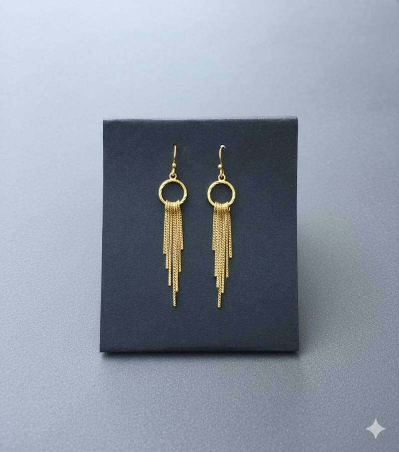 Gold Baumeln Fransen Ohrringe | 14K Micron Überzogene Für Frauen Gefüllte Haken Boho Chic Schmuck Handmade in Israel von OwnStudiobyEfrat