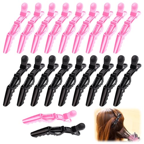 20 Stück Friseur Abteilklammern Set, Krokodil Haarspangen aus hochwertigem Kunststoff, Friseurbedarf für Salon und Haarstyling Zubehör, Professionelle Rutschfeste Haarklammern für Damen, Mädchen von Ownkim