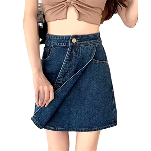 Ownwfeat Damen Denim Rock Chic Patchwork High Waist Rock Hip Wrap A-Linie Plus Size, blau, 52 von Ownwfeat