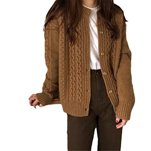 Ownwfeat Damen Herbst Winter Kaschmir Pullover Cardigan O-Neck Cardigans Strickjacke, As Shown, S von Ownwfeat