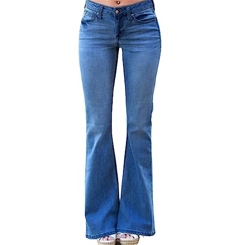 Ownwfeat Damen-Schlaghosen-Jeans, Doppelte Taschen, Schlankmachende, Normale Hose Deep Blue S Ownwfeat Damen-Schlaghosen-Jeans, Doppelte Taschen, Schlankmachende, Normale Hose Deep Blue S von Ownwfeat