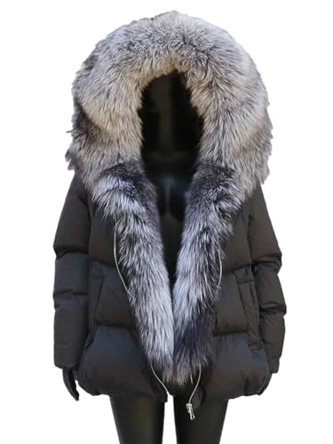 Ownwfeat Frauen-Winter-Pelz-Kragen-Starker Warmer Mantel Mit Kapuze Entendaunenjacke von Ownwfeat