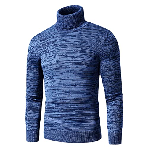 Ownwfeat Herren Casual Baumwolle Fleece Rollkragen Pullover Winter Warm Verdickter Pullover, Blue, Large von Ownwfeat