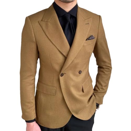 Ownwfeat Herren Zweireiher Blazer Freizeitmantel Slim Langarm Anzug Blazer von Ownwfeat