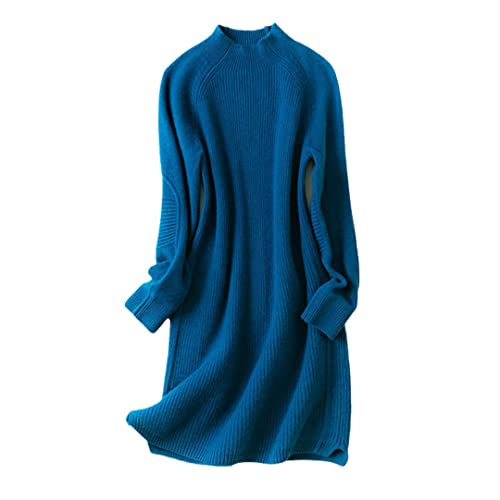 Ownwfeat Mode Damen Dickere Kleider Herbst Winter Damen Wolle Strickpullover Pullover Damen Kaschmir Tops, blau, XL von Ownwfeat