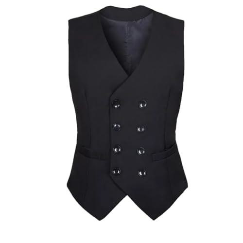 Ownwfeat Slim Fit Anzugweste für Herren, formelle Herren-Blazer-Weste, Hochzeit, ärmellos, Übergröße, Business, Schwarz, 1 schwarzer Knopf, L von Ownwfeat