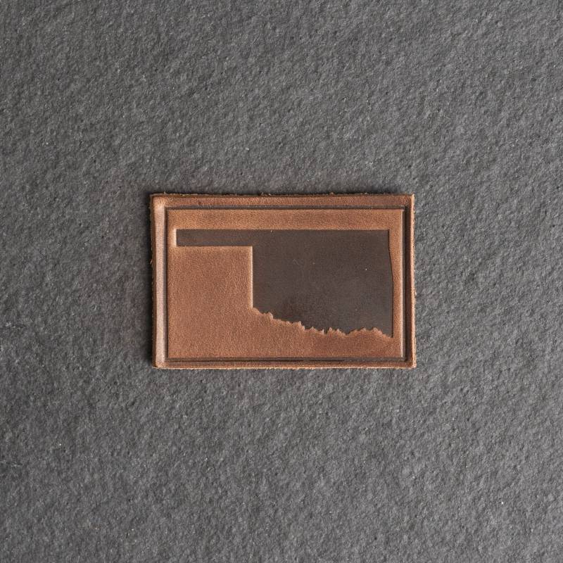 Oklahoma Leder Aufnäher | Optional Haken Seitlicher Verschluss 3 "x 2" Rechteck State Of Für Jacken, Rucksäcke Weihnachtsgeschenk von OxAndPine
