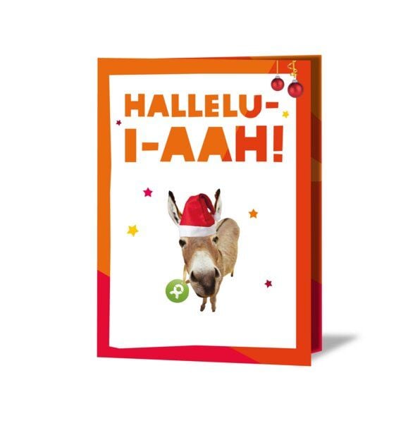 OxfamUnverpackt Spenden-Geschenk "Esel" (Weihnachtskarte mit Magnet) von OxfamUnverpackt