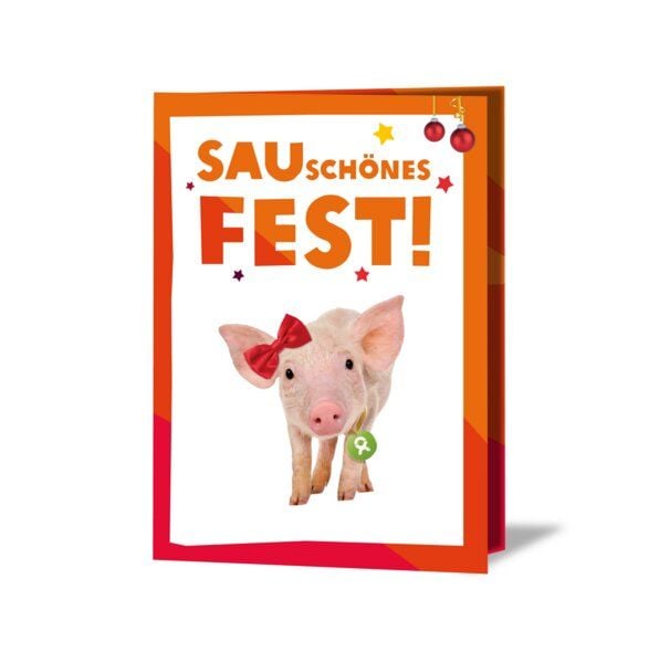 OxfamUnverpackt Spenden-Geschenk "Ferkel" (Weihnachtskarte mit Magnet) von OxfamUnverpackt