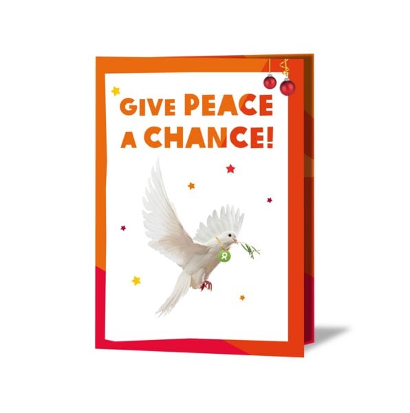 OxfamUnverpackt Spenden-Geschenk "Friedenstaube" (Weihnachtskarte mit Magnet) von OxfamUnverpackt