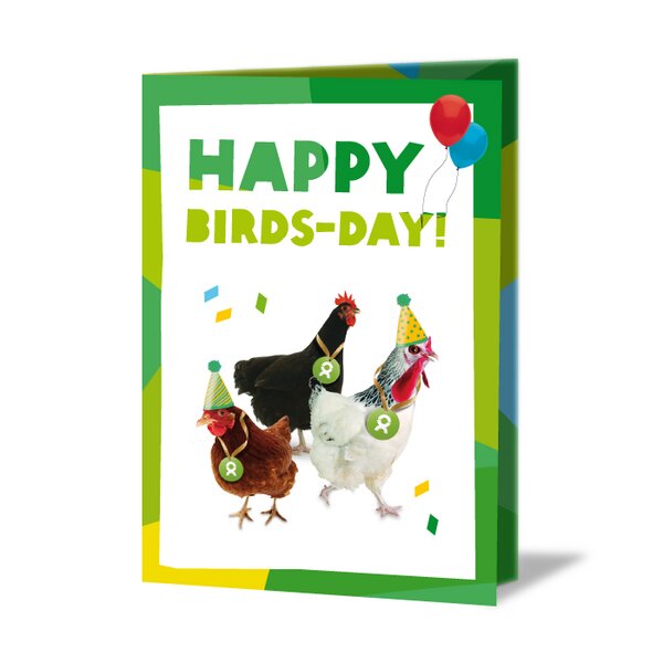 OxfamUnverpackt Spenden-Geschenk "Gackernde Hühner" (Geburtstagskarte mit Magnet) von OxfamUnverpackt