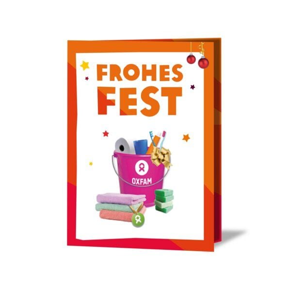 OxfamUnverpackt Spenden-Geschenk "Hygiene-Set" (Weihnachtskarte mit Magnet) von OxfamUnverpackt