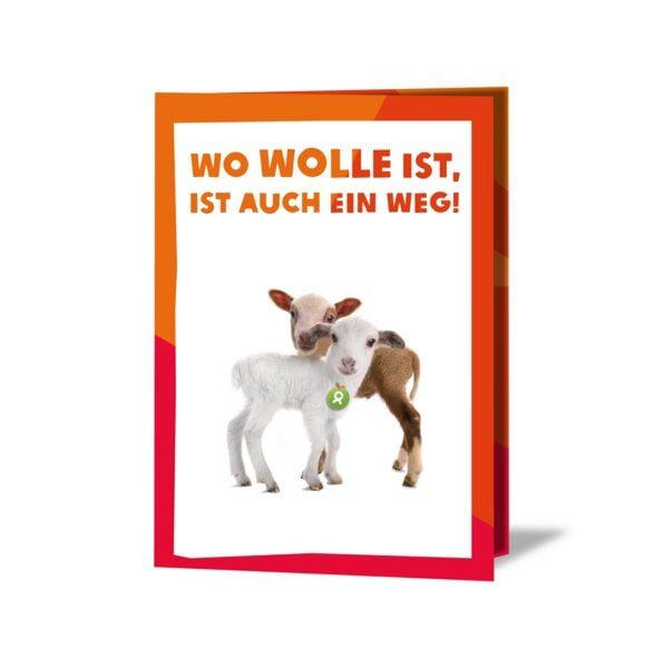 OxfamUnverpackt Spenden-Geschenk "Lammpärchen" (Grußkarte mit Magnet) von OxfamUnverpackt