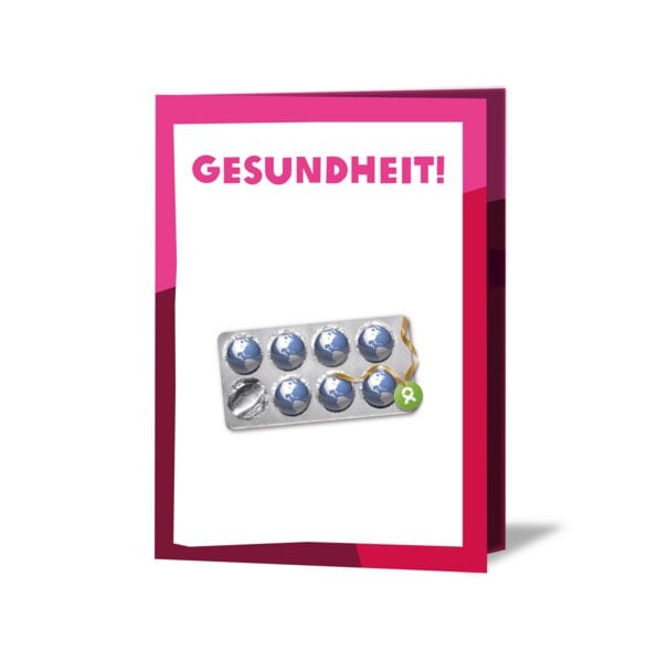 OxfamUnverpackt Spenden-Geschenk "Medikamente" (Grußkarte mit Magnet) von OxfamUnverpackt