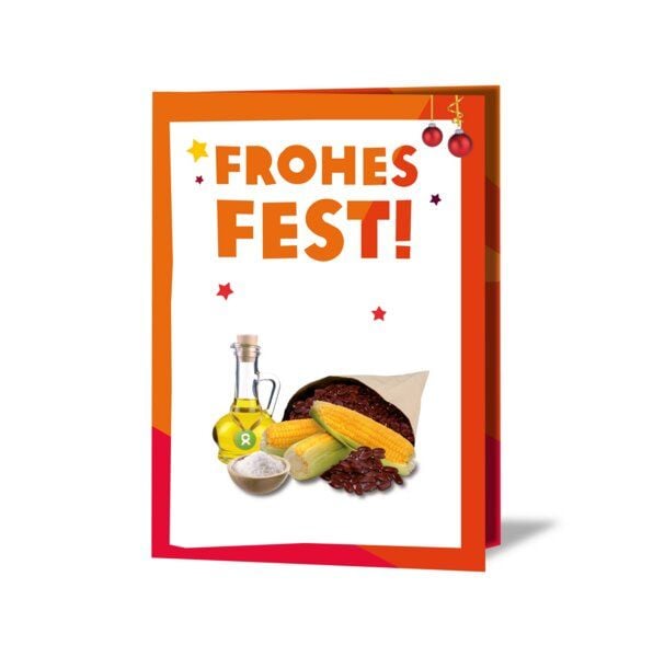 OxfamUnverpackt Spenden-Geschenk "Nahrungspakete" (Weihnachtskarte mit Magnet) von OxfamUnverpackt