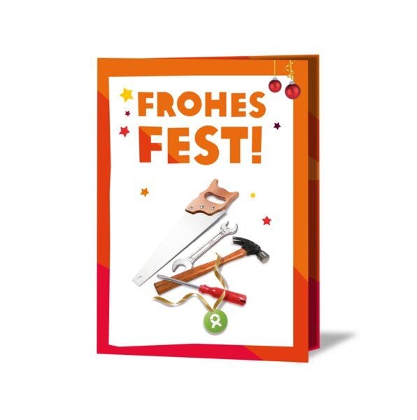 OxfamUnverpackt Spenden-Geschenk "Werkzeug" (Weihnachtskarte mit Magnet) von OxfamUnverpackt