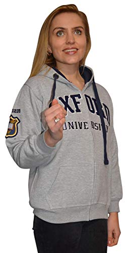 Oxford University Lizenziertes Uni-Kapuzen-Sweatshirt mit Reißverschluss, Grau (L), grau, L von Oxford University