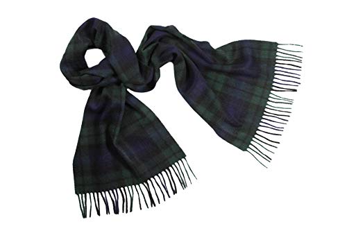 Pure Cashmere Tartan Scarf, Black Watch von Oxfords Cashmere