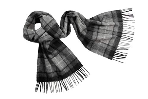 Pure Cashmere Tartan Scarf, Grey Buchanan von Oxfords Cashmere