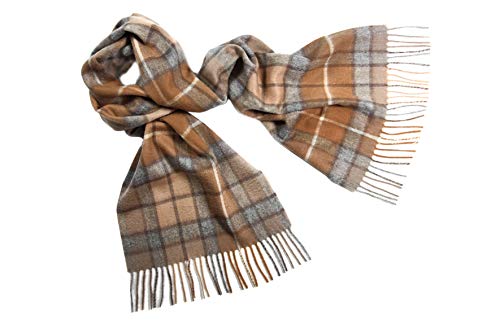 Pure Cashmere Tartan Scarf, Natural Buchanan von Oxfords Cashmere