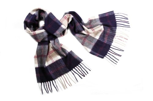 Pure Cashmere Tartan Scarf, Navy Bannock Bane von Oxfords Cashmere