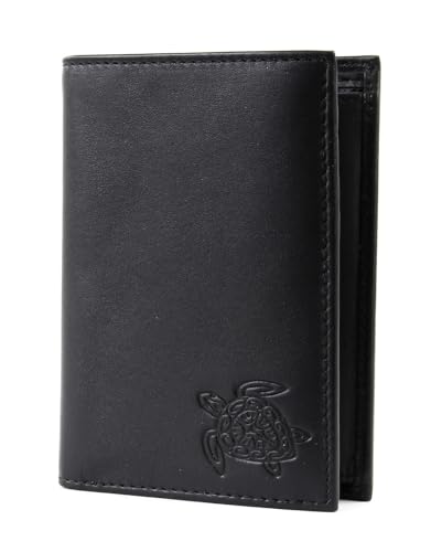 Oxmox Geldbörse Leder Leather Kombibörse Turtle Embossed Black von Oxmox