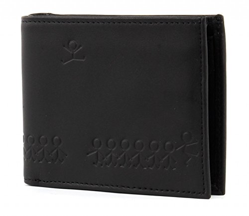 Oxmox Geldbörse Leder Leather Pocketbörse Jumping-Jack Embossed Black von Oxmox