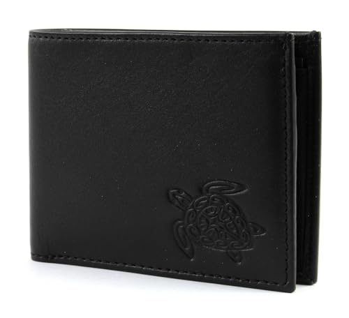Oxmox Geldbörse Leder Leather Pocketbörse Turtle Embossed Black von Oxmox