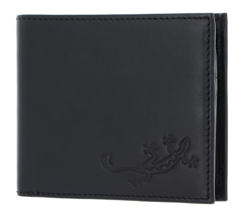 Oxmox Geldbörse Leder Leather Querscheinbörse Lizard Embossed Black von Oxmox