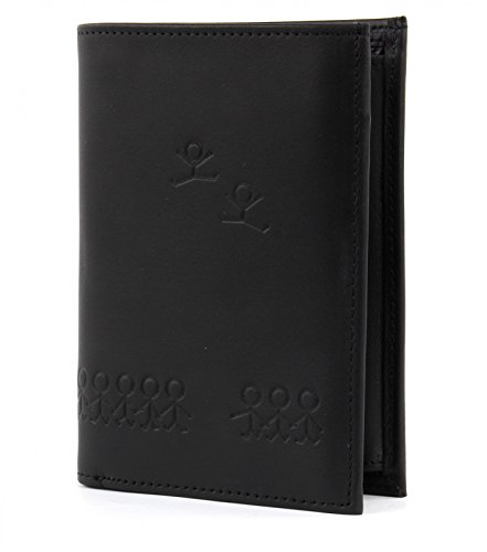 Oxmox Geldbörse Leder Leather Kombibörse Jumping-Jack Embossed Black von Oxmox