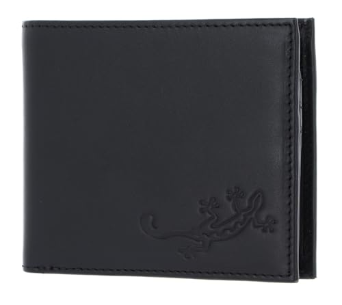 Oxmox Geldbörse Leder Leather RFID Protect Querscheinbörse Lizard Embossed Black von Oxmox