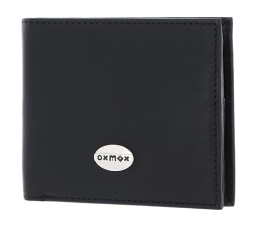 Oxmox Geldbörse Leder Leather RFID Protect Querscheinbörse Pure Metal Round Black von Oxmox