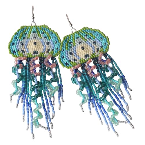 Bunte Quasten-Ohrringe mit handgestrickten Perlen, bunte Quasten, Schmuck für mehr Persönlichkeit zu Outfits mit Regenbogen-Farbverlauf, Einheitsgröße, Wie beschrieben, Wie beschrieben von Oxtxuzdm