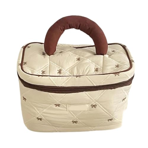 Große Kapazität, tragbare Kosmetiktasche mit Schleifen-Design, für Damen und Mädchen, Reise-Make-up, organisiert mit mehreren Fächern, große Kapazität, Kosmetiktasche, Make-up-Tasche, Mass Beauty von Oxtxuzdm