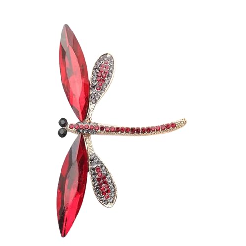 Libellen-Brosche im Vintage-Stil mit schimmernden Kristallen, einzigartige Strasssteine, Tier-Anstecknadel für elegante Frauen und Mädchen, Tiermodeschmuck von Oxtxuzdm